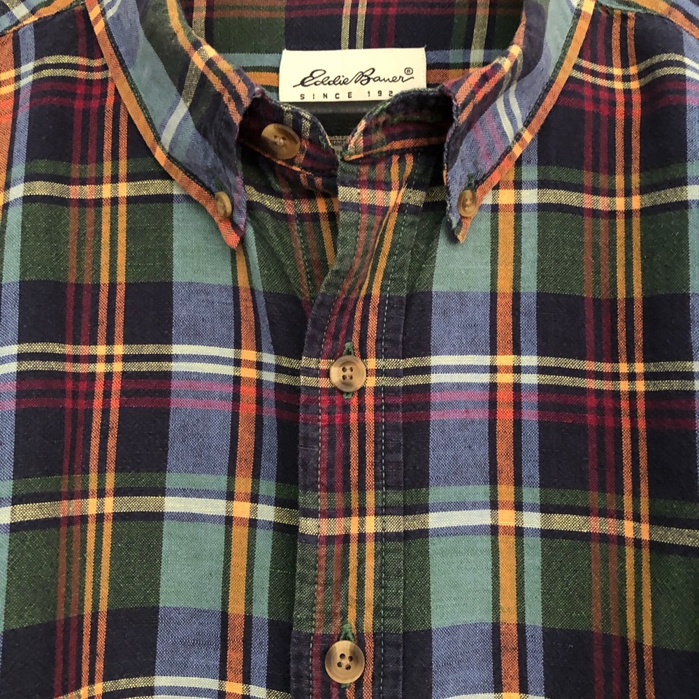 Eddie Bauer plaid cotton/linen blend XL Tall